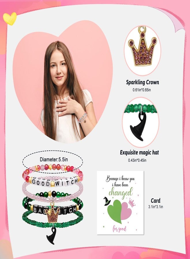 Joyline Witch Gifts for Teen girls Mom Besties Sisters Witch-Inspired Frienship Bracelet Good/Bad Witch Stackable Beaded Bracelets with Crown & Witch Hat Charms - Image 3